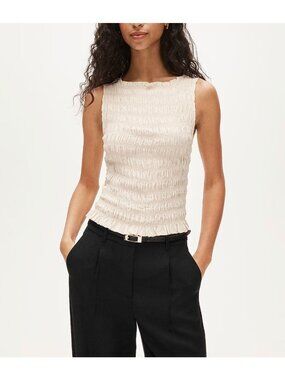J. Crew Smocked Shell Tank Top In Crepe de Chine Size Small NWT Summer Spring